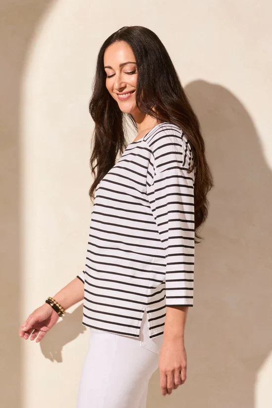 3/4 Sleeve Boatneck Top