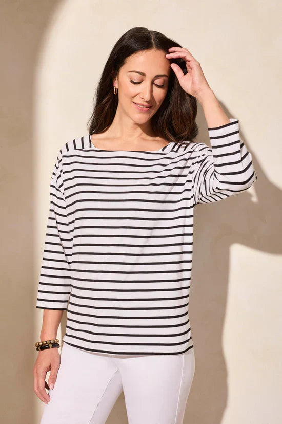 3/4 Sleeve Boatneck Top
