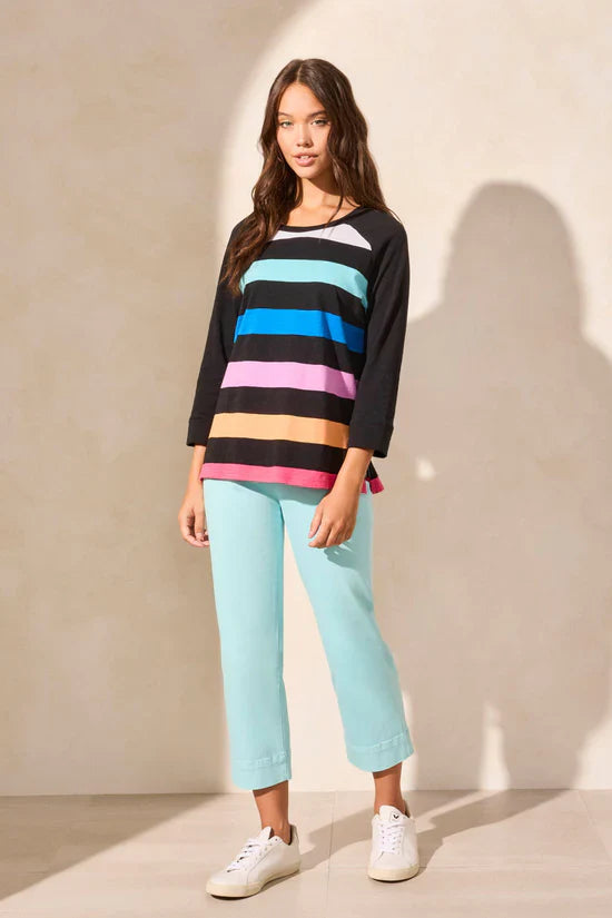 3/4 Raglan Sleeve Crew Neck Top