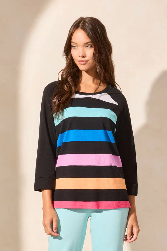 3/4 Raglan Sleeve Crew Neck Top