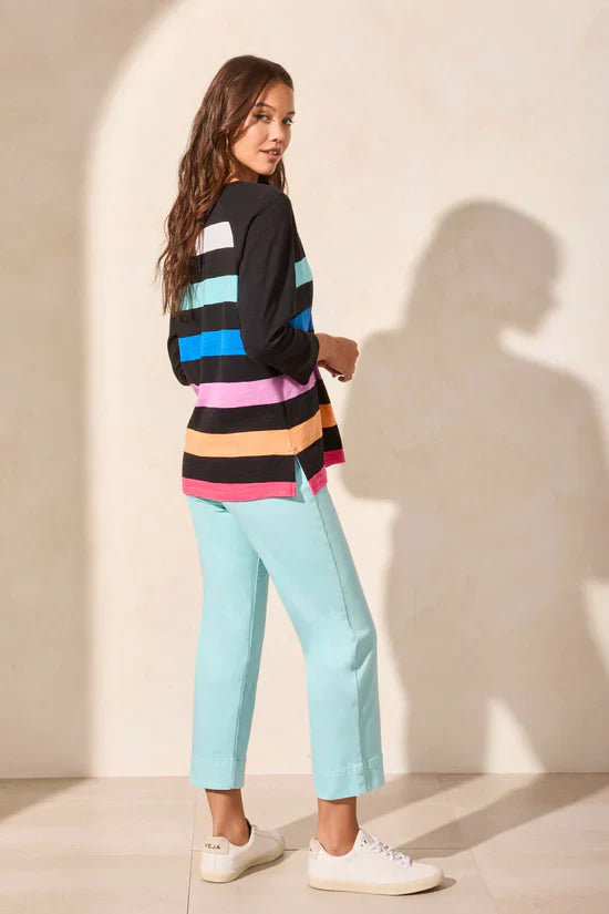 3/4 Raglan Sleeve Crew Neck Top