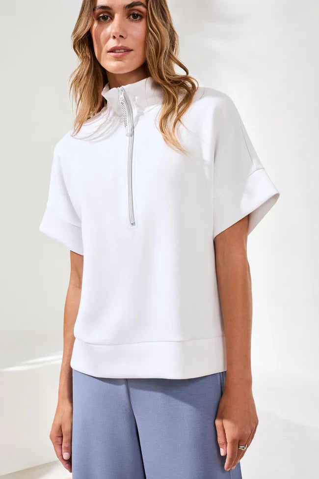 Techno Lux Mock Neck Zip Top