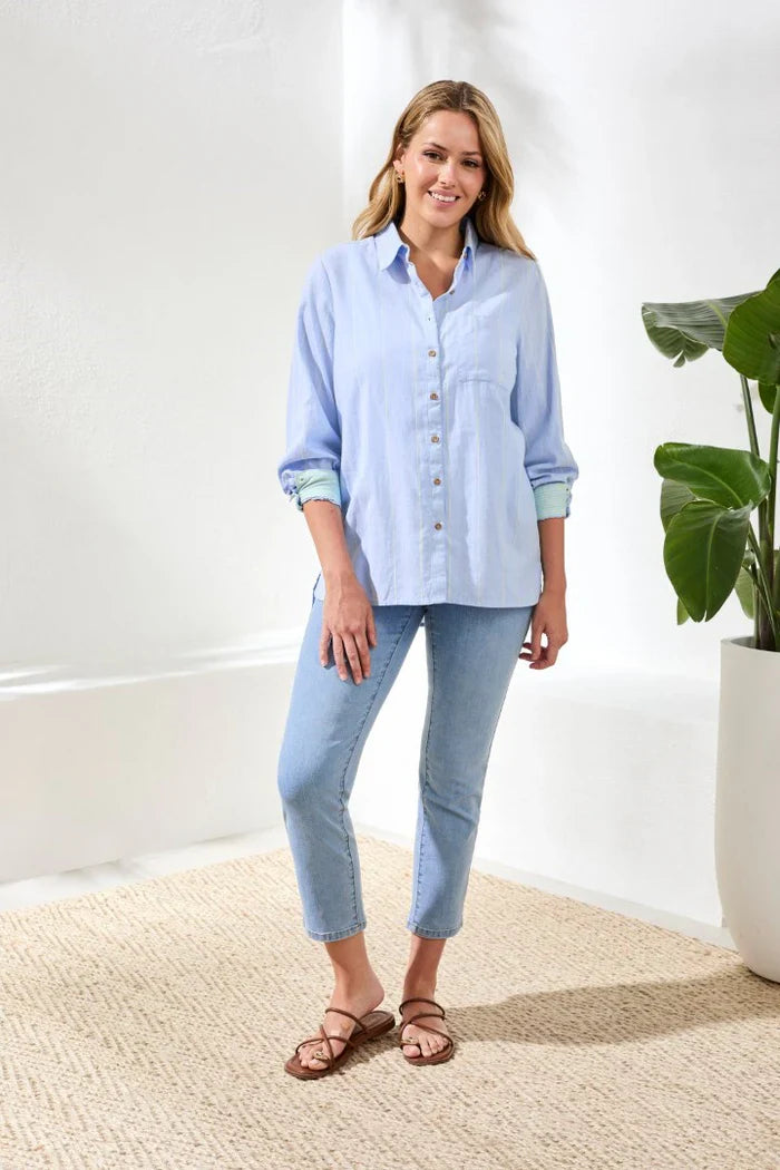 Yarn Dye Stripe Button Shirt