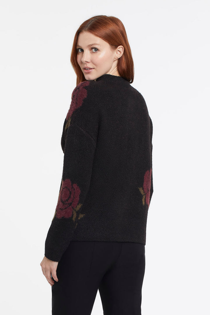 Floral Eyelash Funnel Neck Sweater