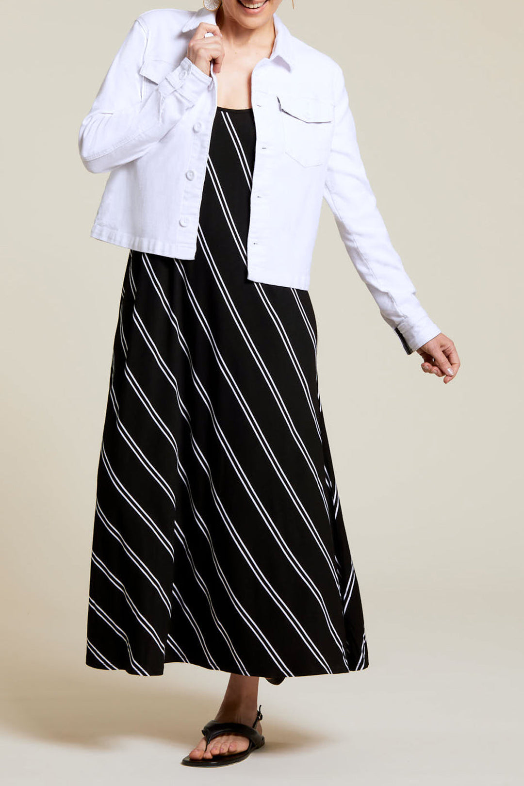 Long Sleeveless Stripe Dress