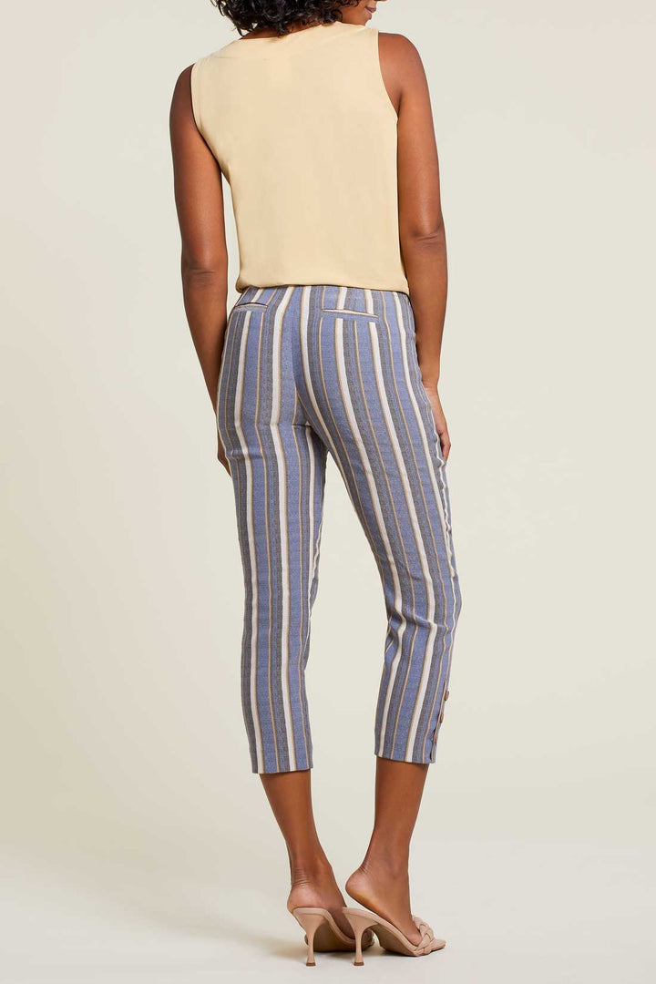 Striped Capri With Leg Button Detail