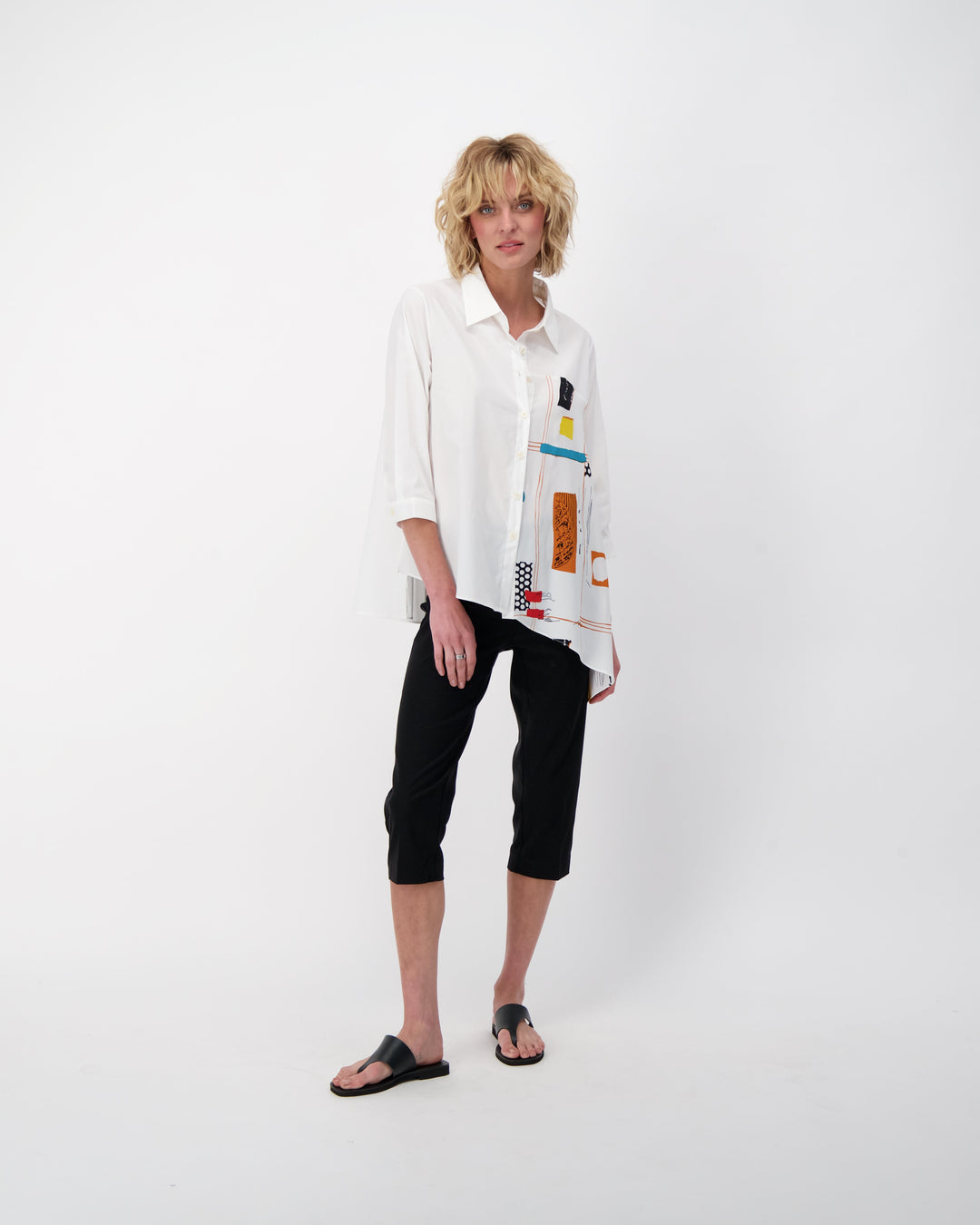 Abstract Print Asymetric Shirt
