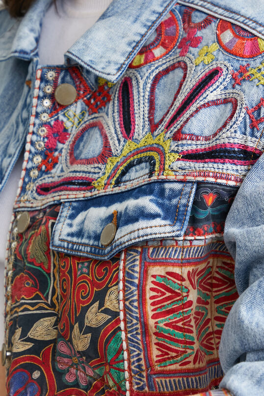 Tapestry Long Jean Jacket