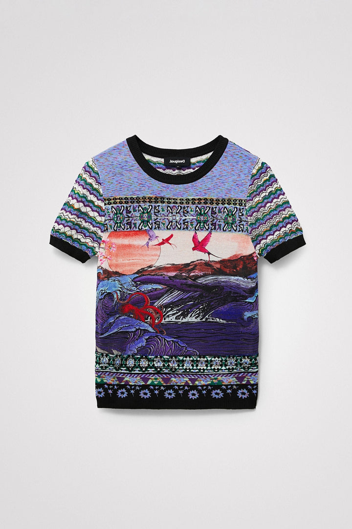 Embroidered Horizon Short Sleeve Top