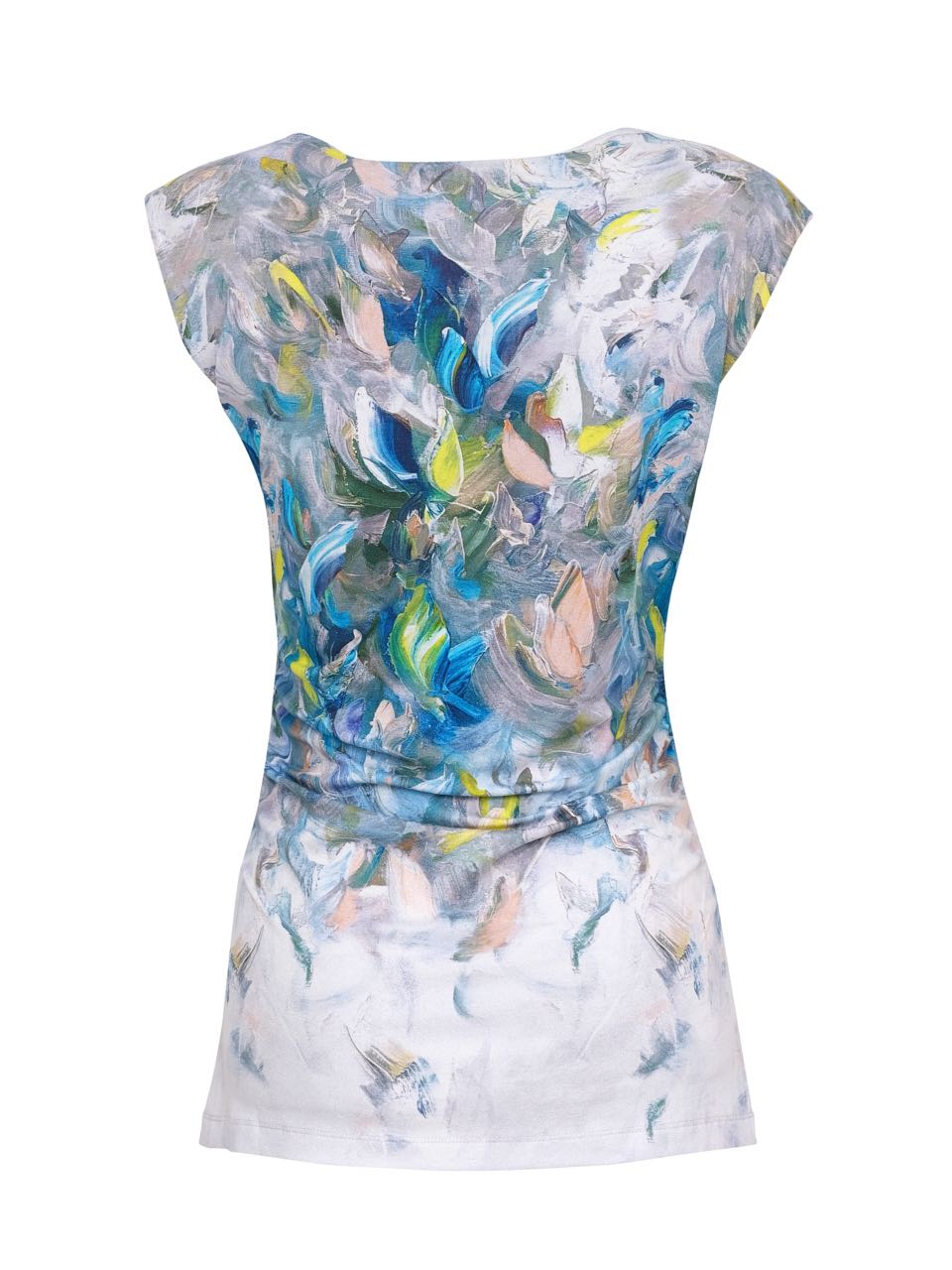 Sleeveless V-Neck Tee With Rouched Sides