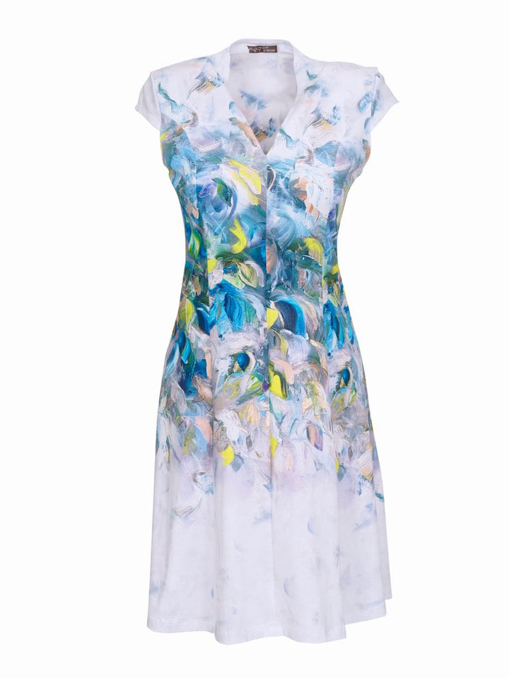 Cap Sleeve V-Neck Fit & Flare Dress