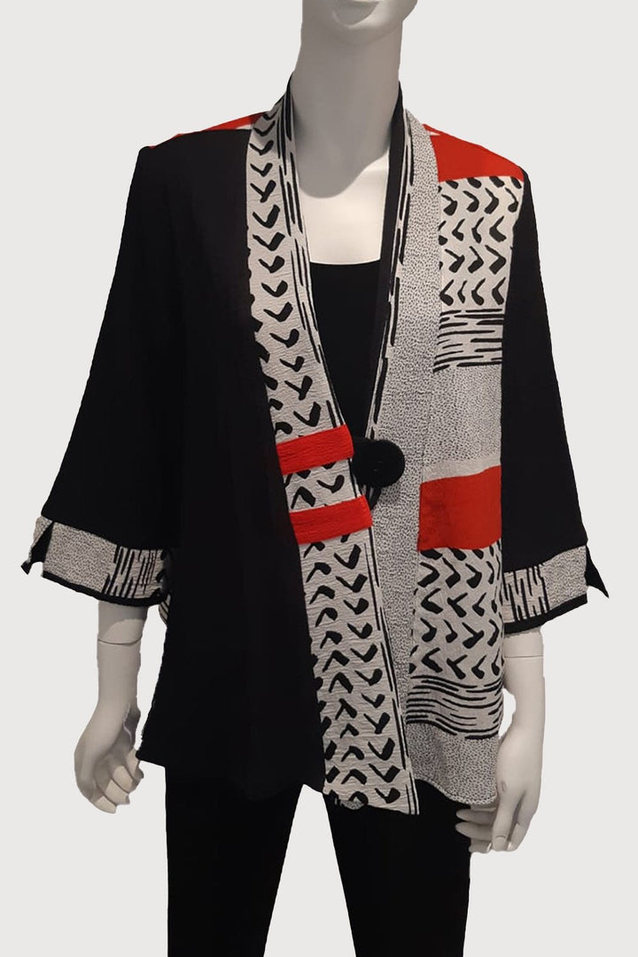 One Button Relaxed Abstract Jacket