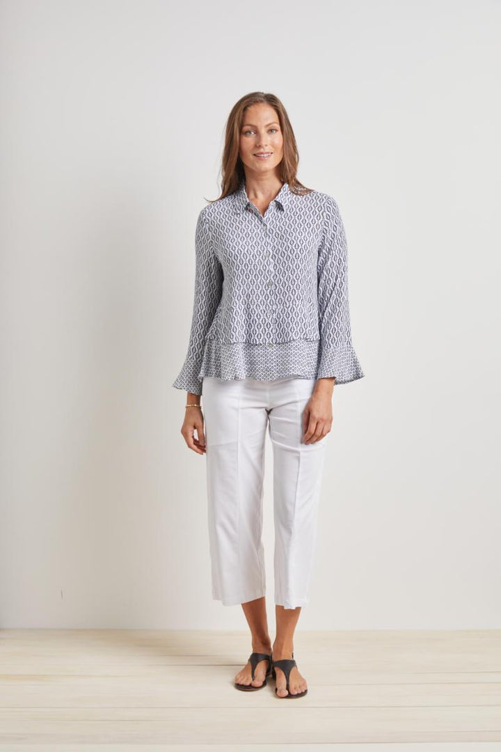 Flounce Two-Tier Diamond Blouse