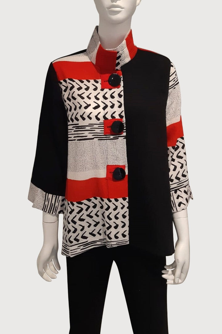Three Button Abstract Relaxed Jacket