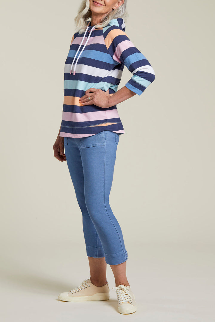 3/4 Sleeve Mult-Stripe Raglan Hoodie