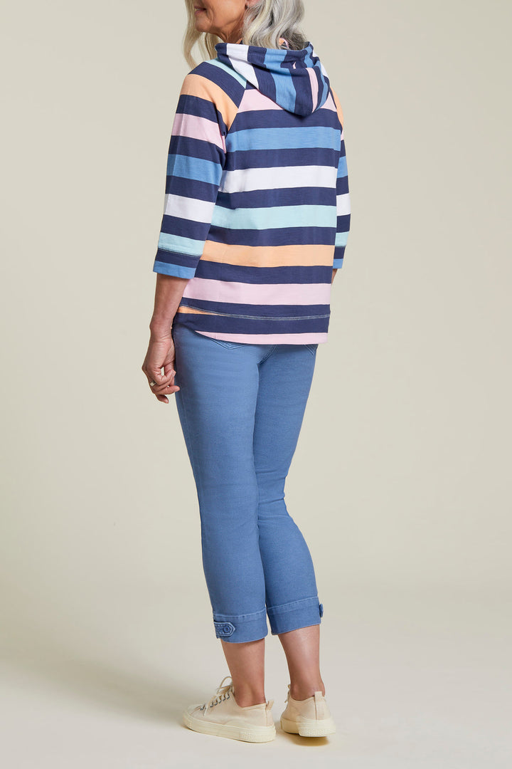 3/4 Sleeve Mult-Stripe Raglan Hoodie