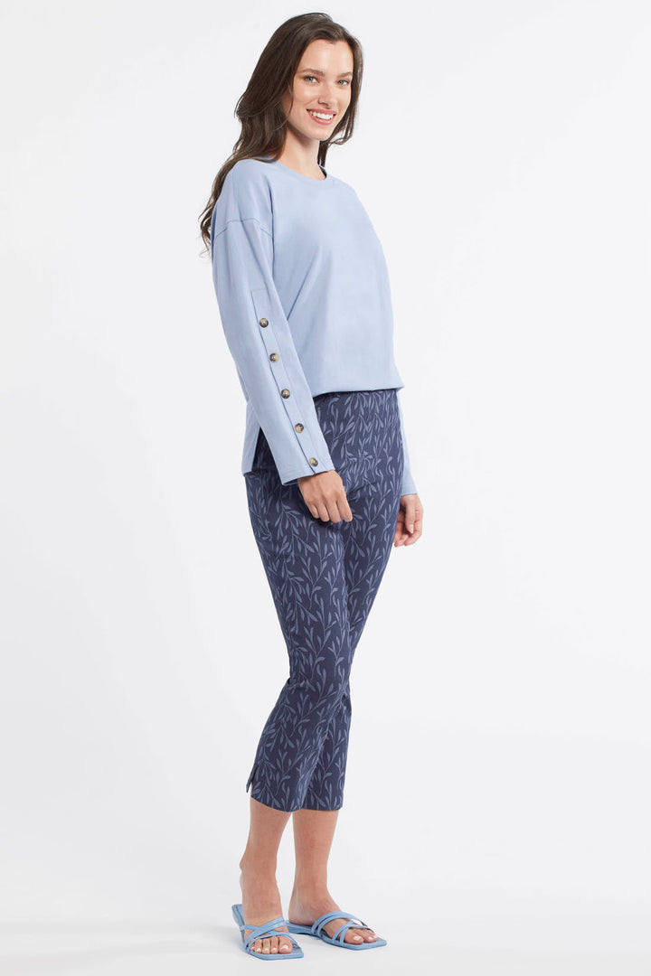 Printed 5 Pocket Capri with Side Slit