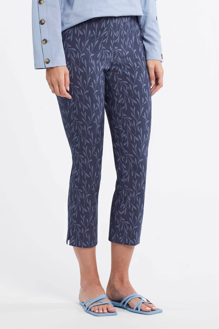Printed 5 Pocket Capri with Side Slit