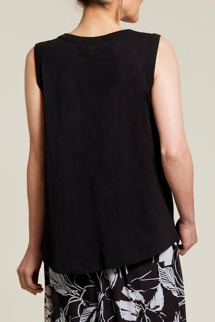 Round Neck Tank Top With Button Detail