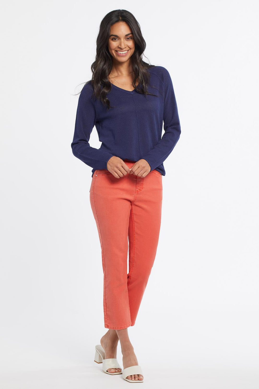 Textured Twill Pull On Capri