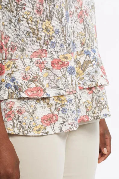 Sleeveless Print Top With Double Frill