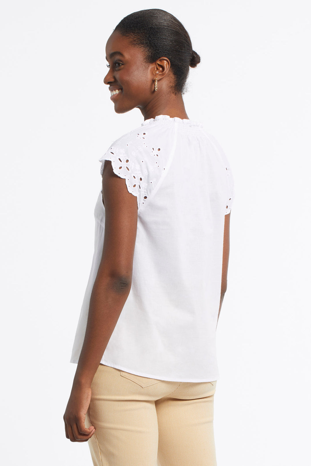 Cap Sleeve Blouse With Smocking