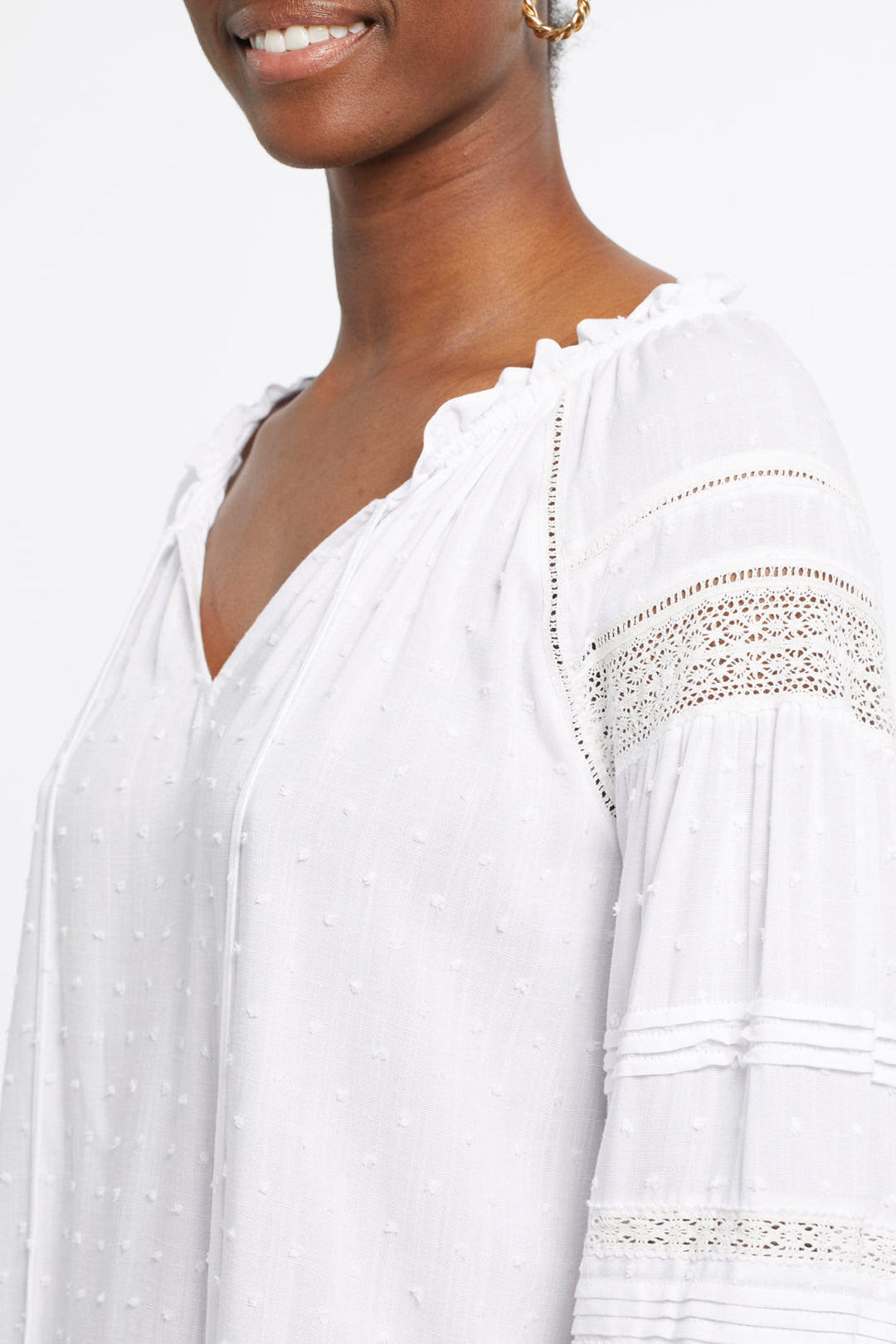 3/4 Sleeve Top With Decorative Sleeve