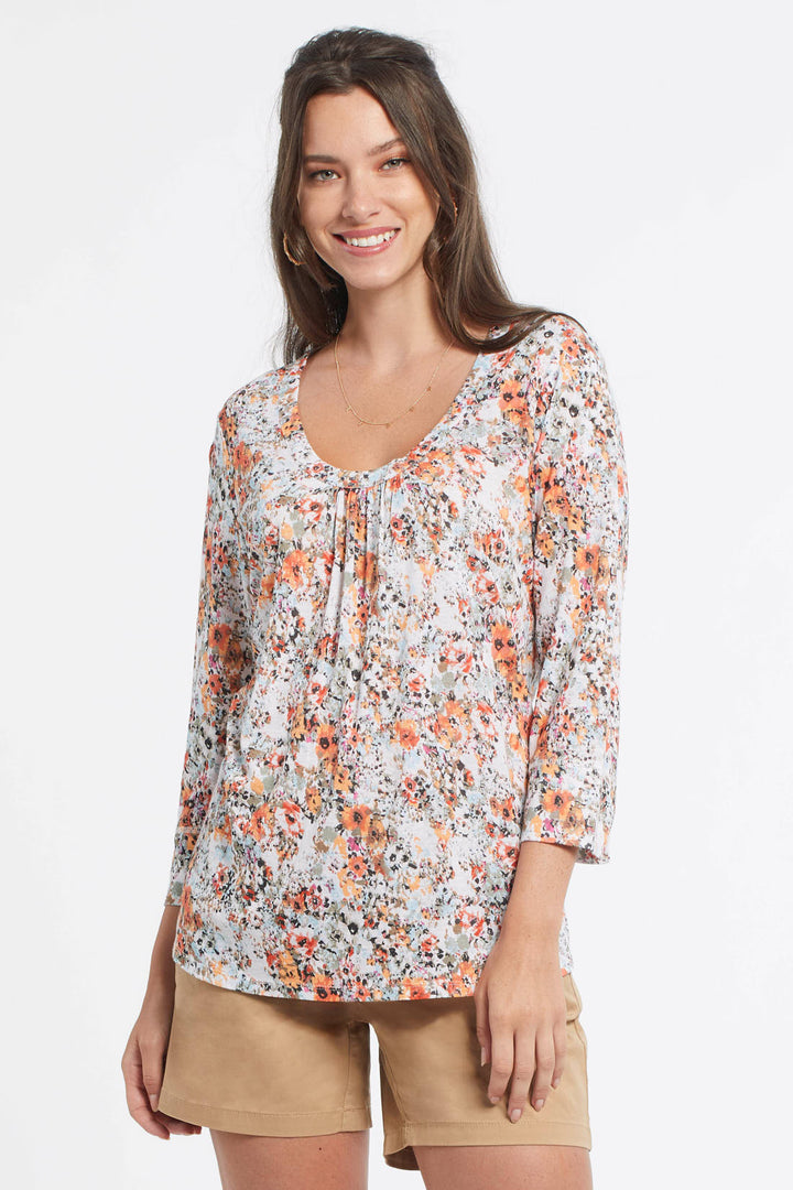 3/4 sleeve v-neck linen knit top