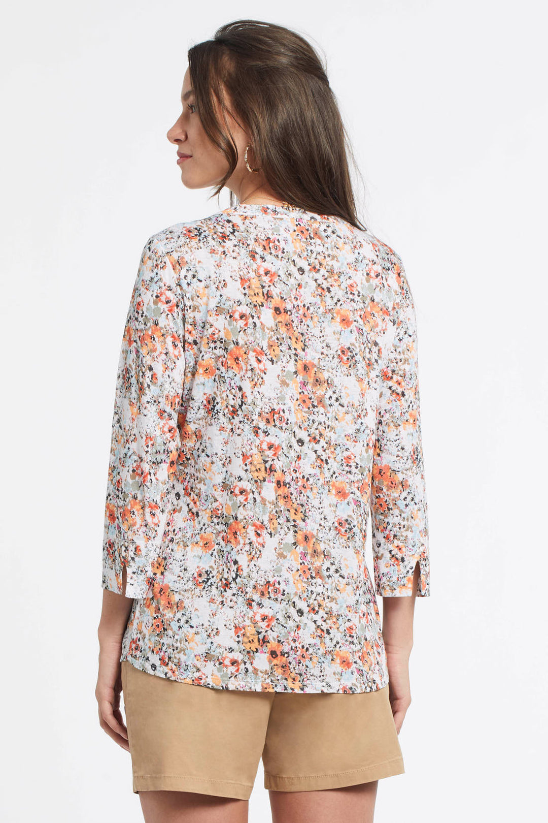 3/4 sleeve v-neck linen knit top