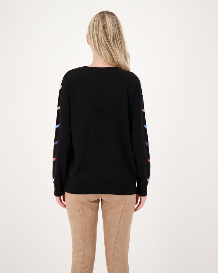 Rounded Hearts Sweater With Sleeve Detail