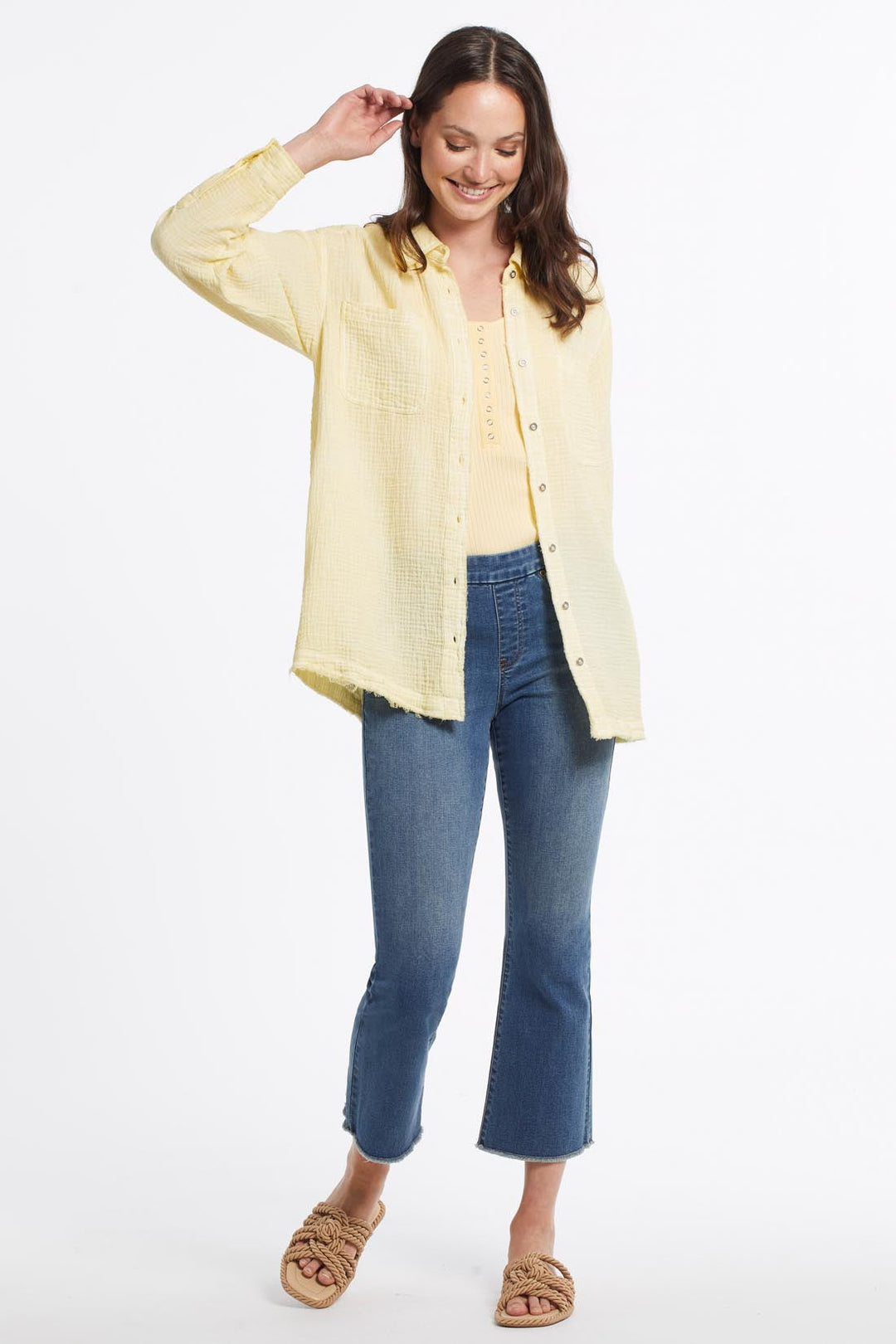 Audrey pull on straight crop jean