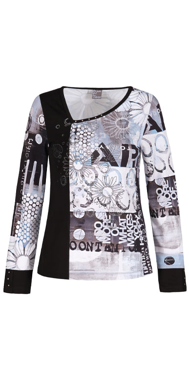 Side Swoop V-Neck Long Sleeve Top