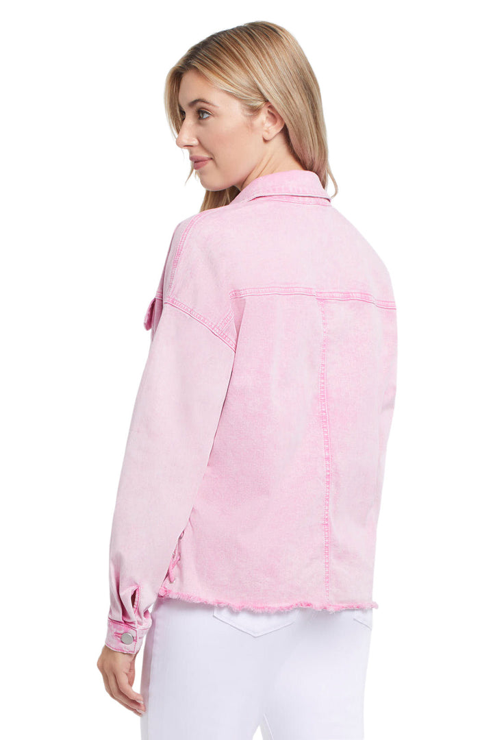 Acid Wash Shirt Jacket With Lace Up Detail