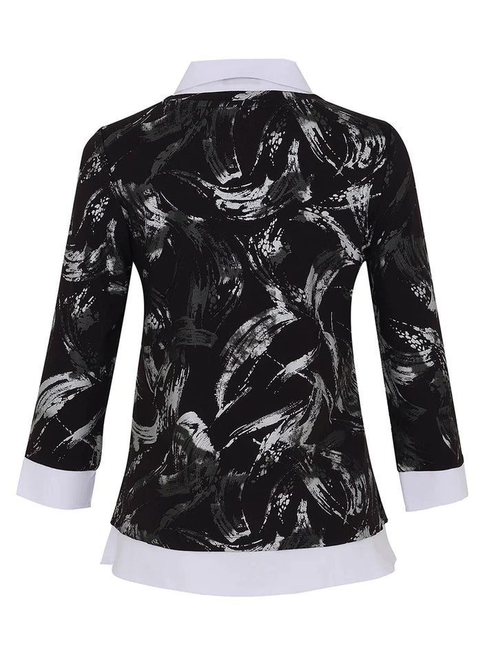 Brush Strokes Top With Blouse Inset