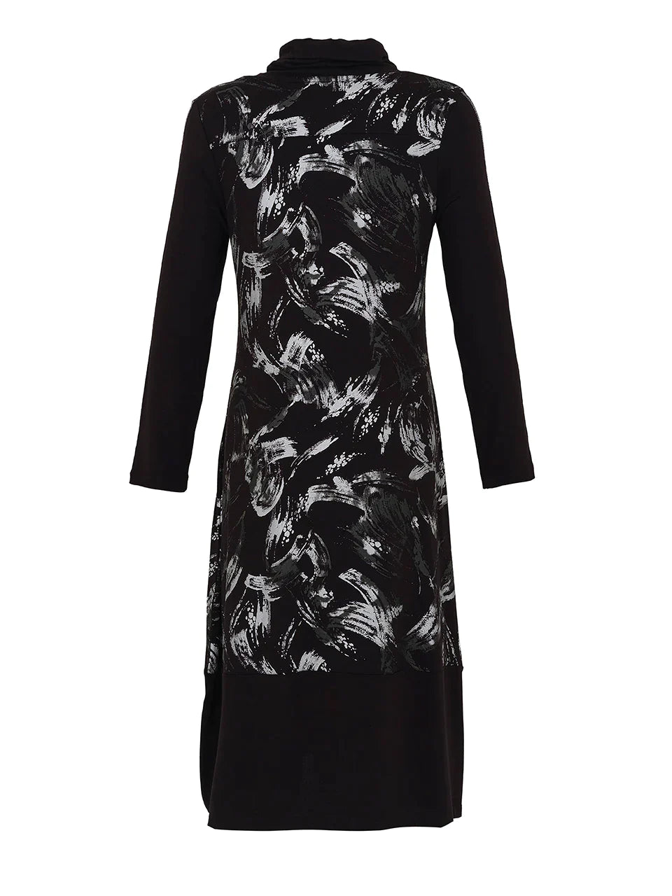 Brush Stroke Dress With Cowl & Pocket
