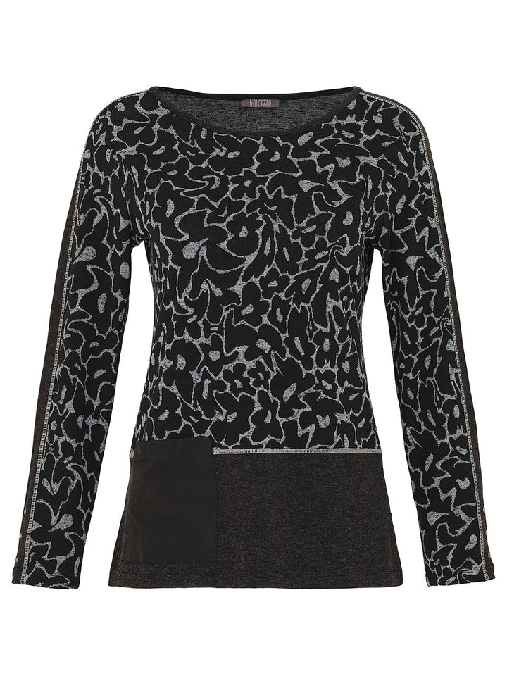 Flower Jacquard Drama Top