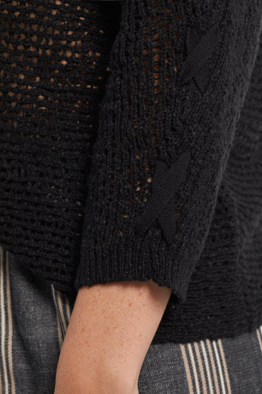 Soft Boat Neck Sweater With Lace Detail