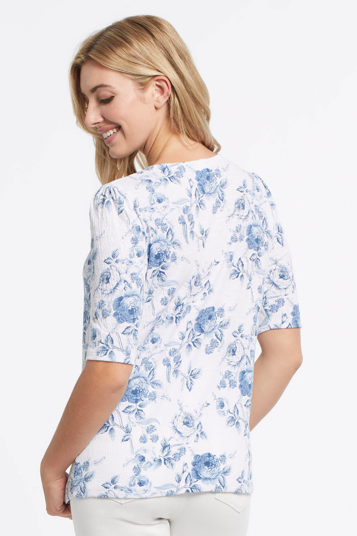 Elbow Sleeve Crinkle Knit Top