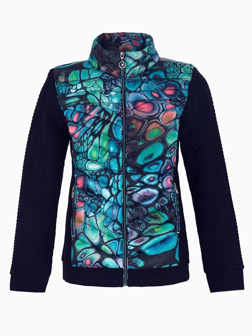 Nature Print Black Puffer Jacket