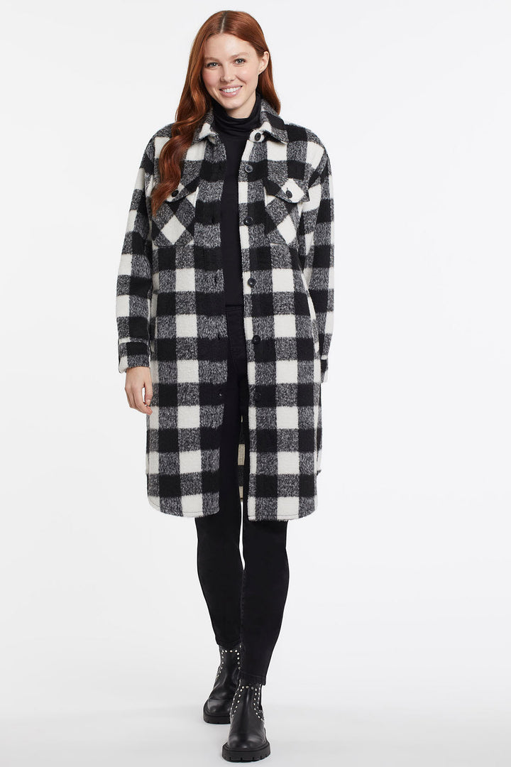 Drop Shoulder Long Check Shacket