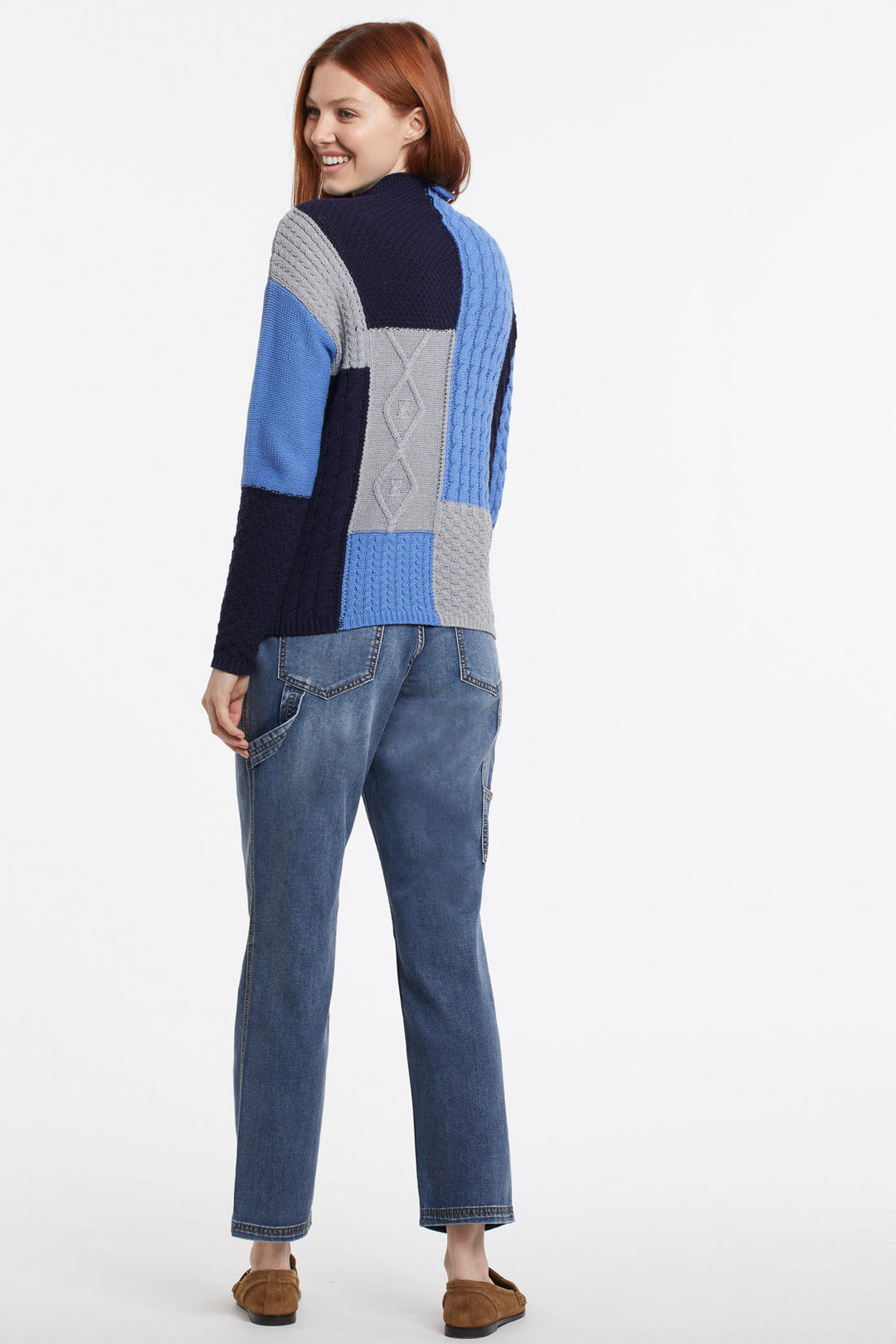 Patchwork Mock Soft Knit Top