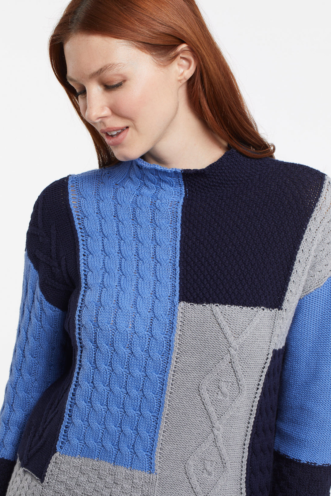 Patchwork Mock Soft Knit Top
