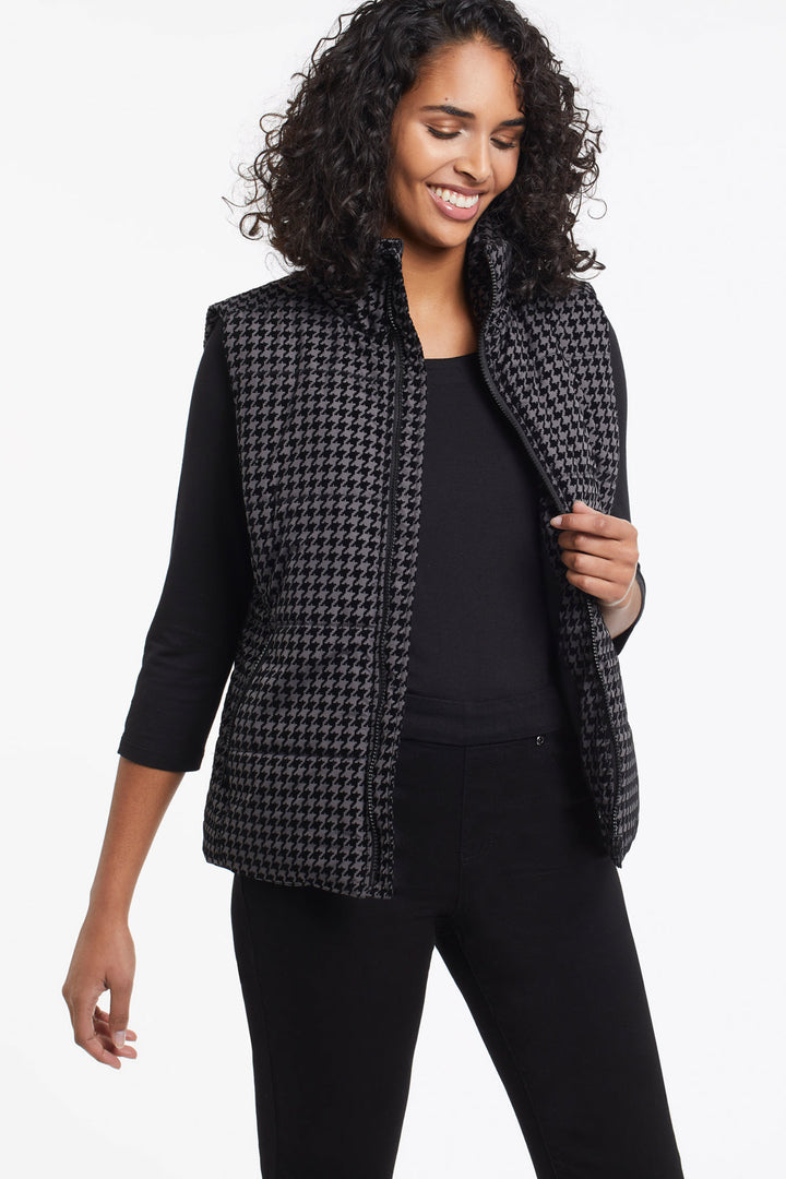 Textured Check Puffer Vest
