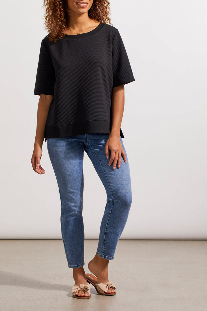 Boat Neck Elbow Sleeve Top