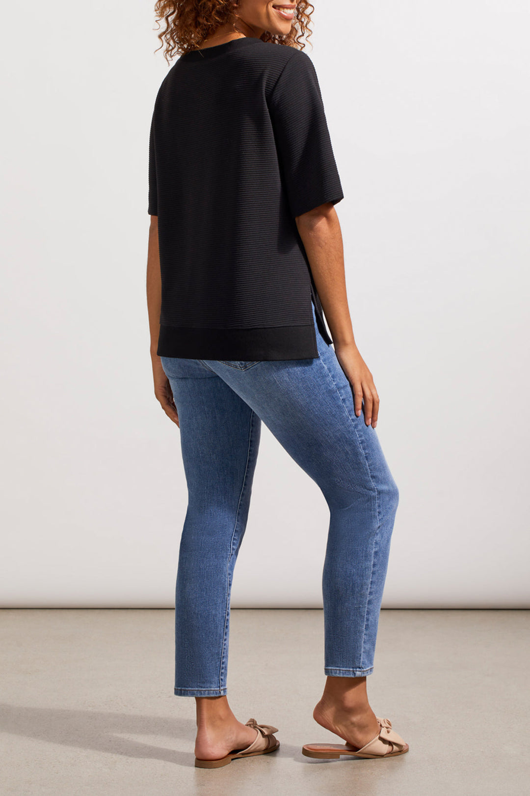 Boat Neck Elbow Sleeve Top
