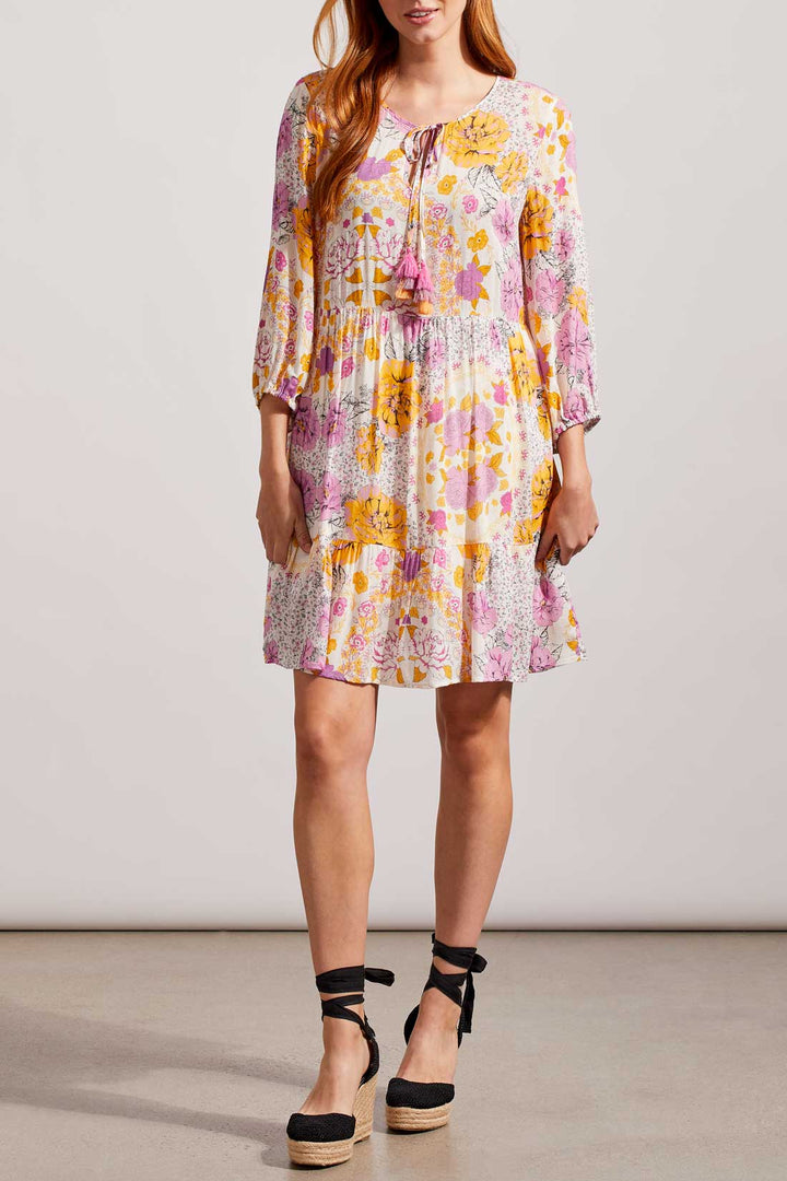 Long Sleeve Print Dress With Elastic Cuff