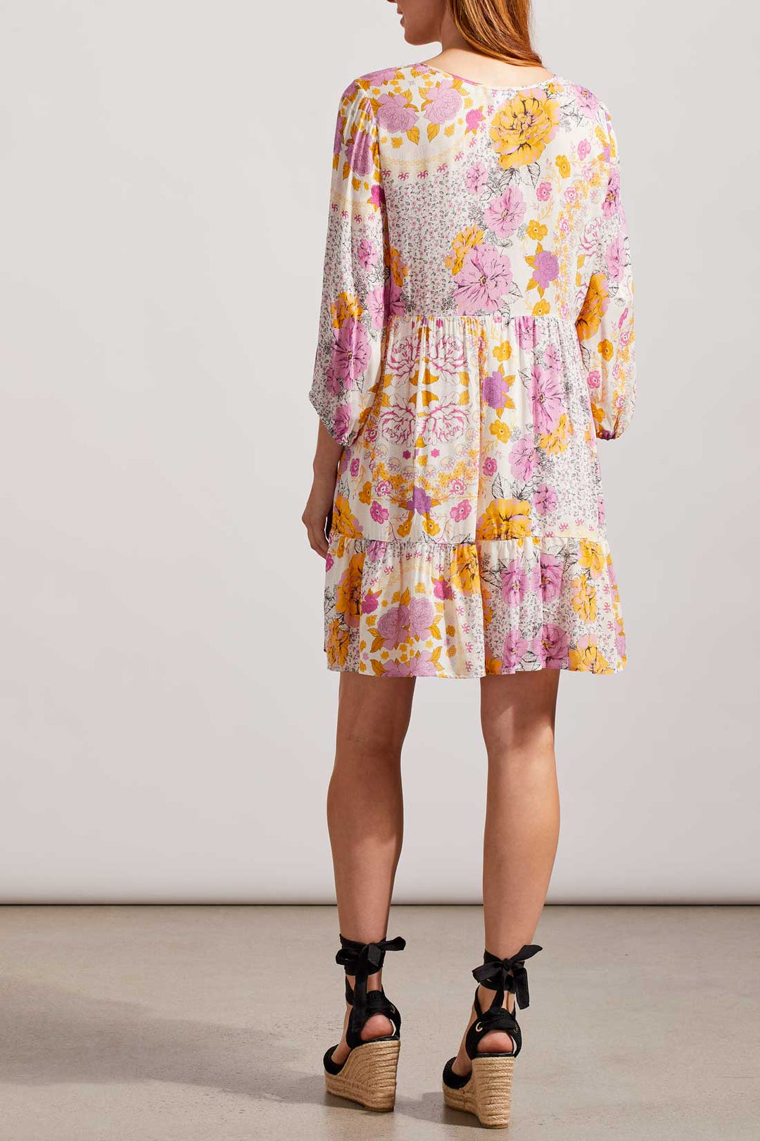 Long Sleeve Print Dress With Elastic Cuff