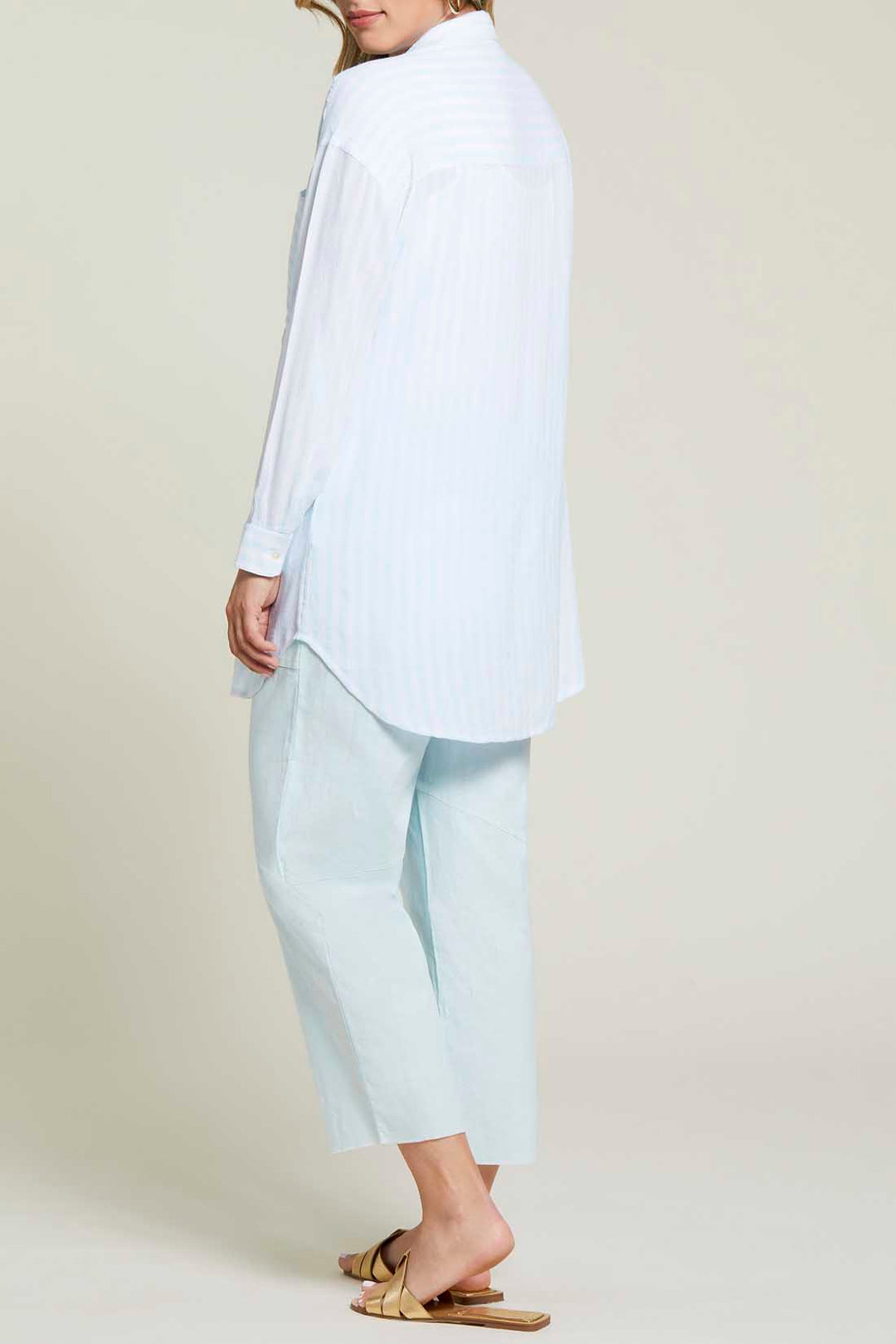 Button Down Short Sleeve Striped Shirt