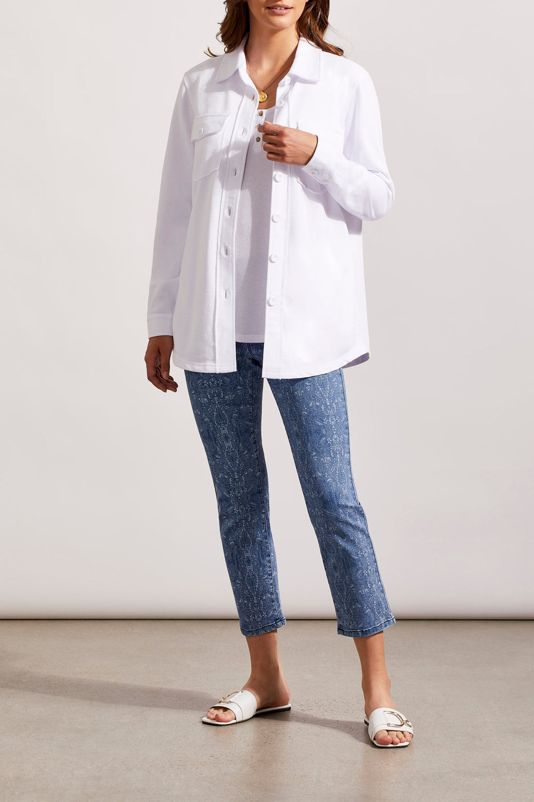 Pull-On Print Crop Denim Pant