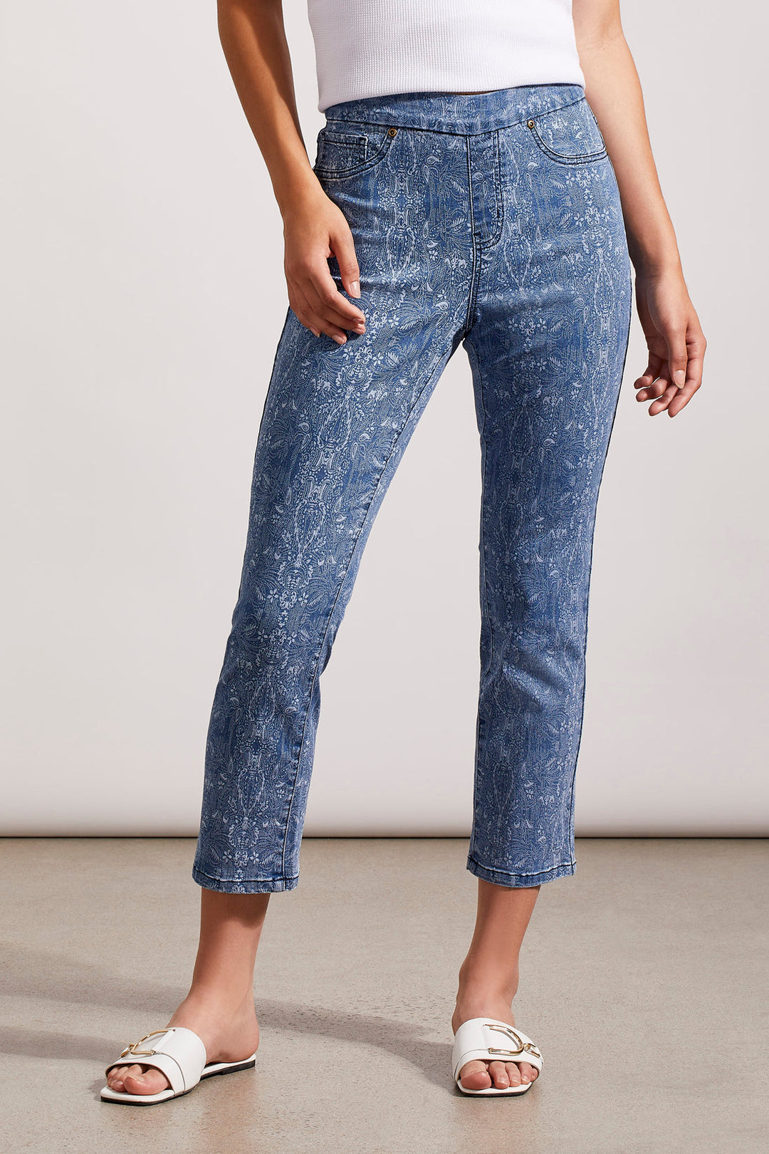 Pull-On Print Crop Denim Pant